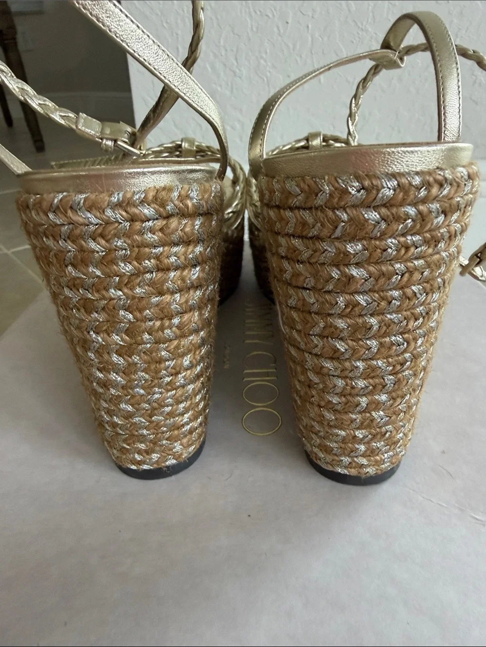 Jimmy Choo Metallic gold Dree wedges NIB and dust bag!!